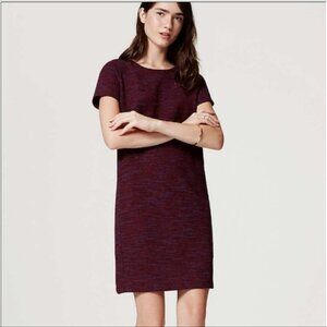 Loft knit space dye shift dress burgundy heathered purple wine stretch Large